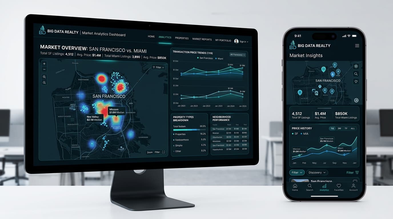 Big Data Realty interface with interactive maps and market analytics