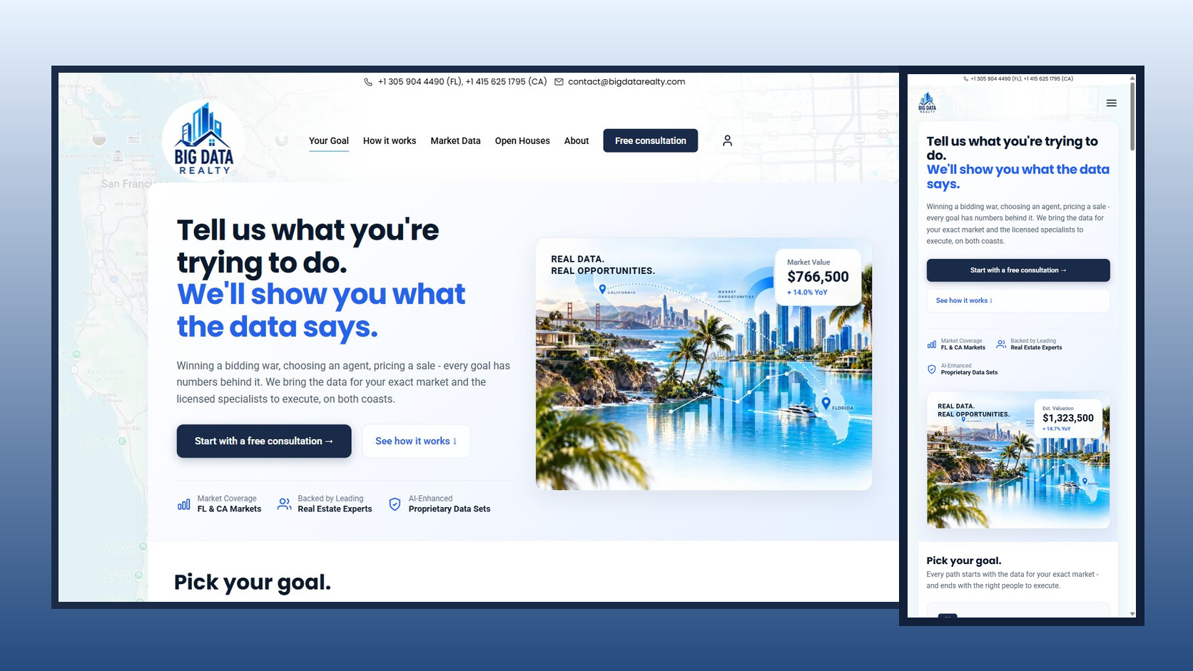 Big Data Realty platform on desktop and mobile